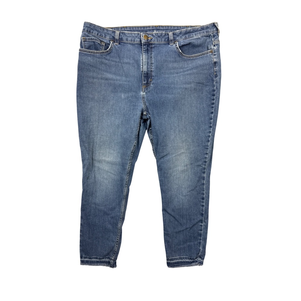 Lee‎ Womens 20 Blue Jeans Cropped Raw Hem Stretch Denim 1HHSR08 GLORY